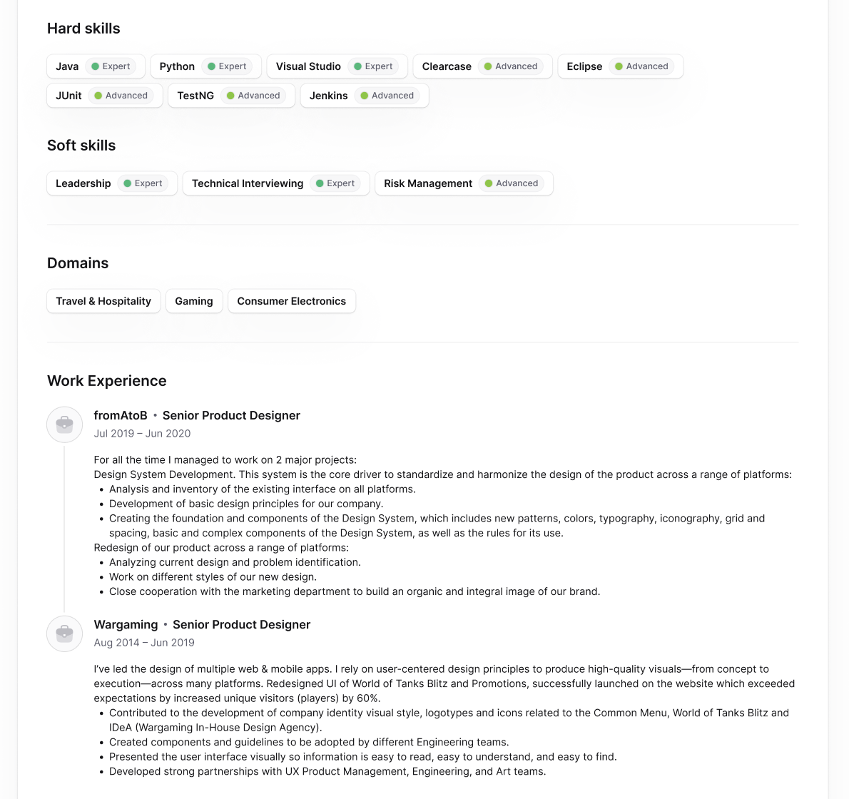 Skills and Experience Analysis
