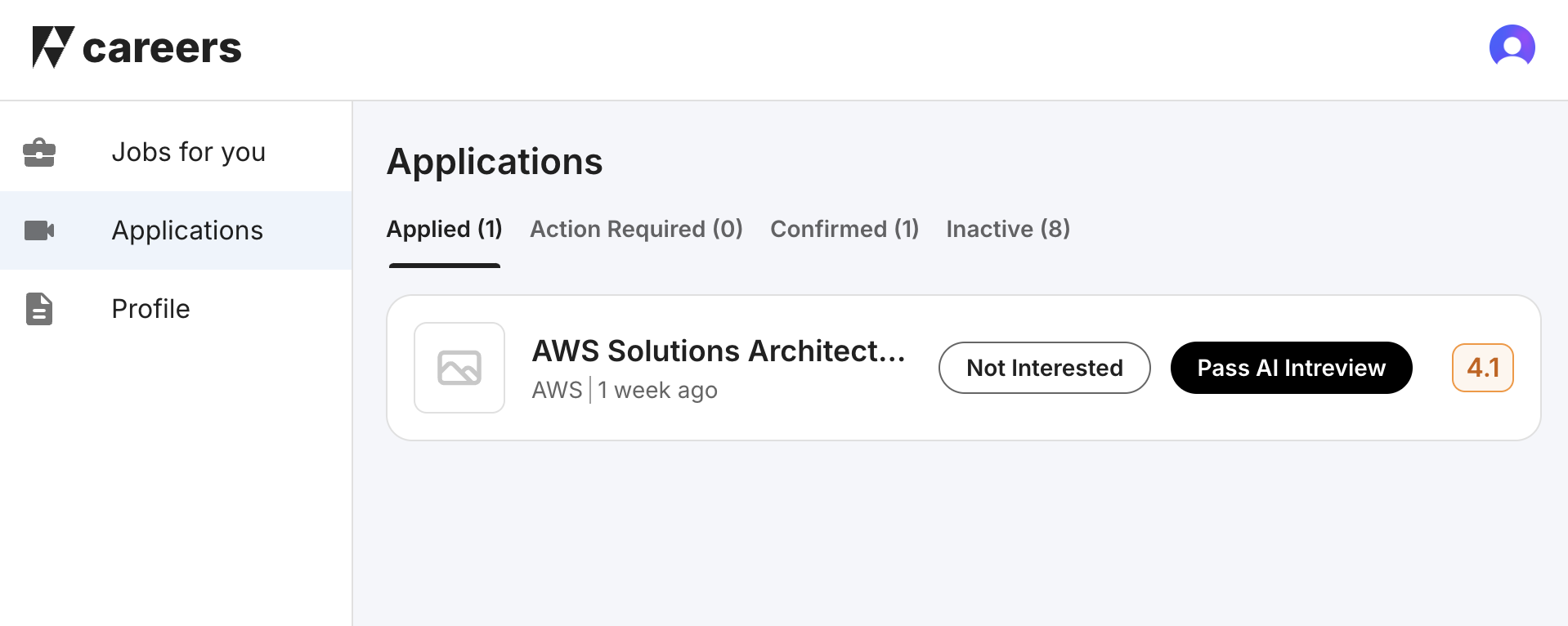 Application tracking dashboard
